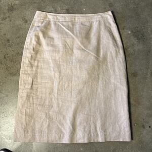 Vintage Chadwicks Womens 4 Tan Lightweight Linen Pencil Straight Skirt Knee Chic